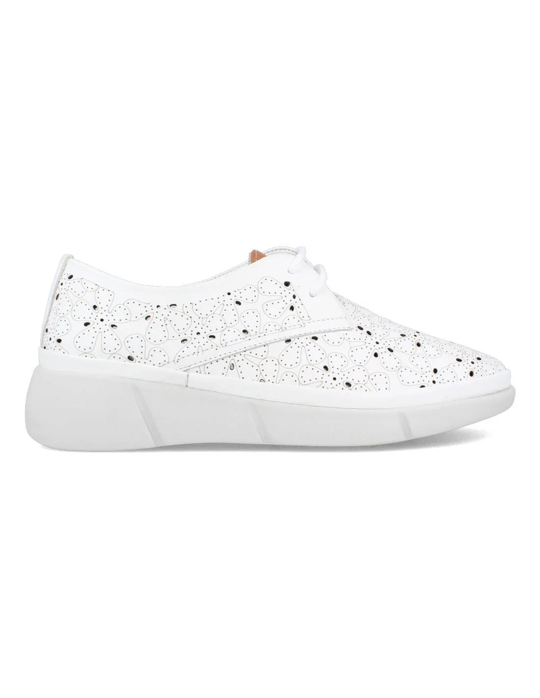 30´S  ZAPATILLAS CUñA DE PIEL CALADO BLANCO