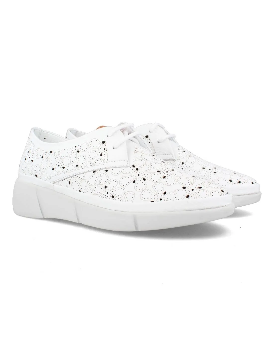 30´S  ZAPATILLAS CUñA DE PIEL CALADO BLANCO