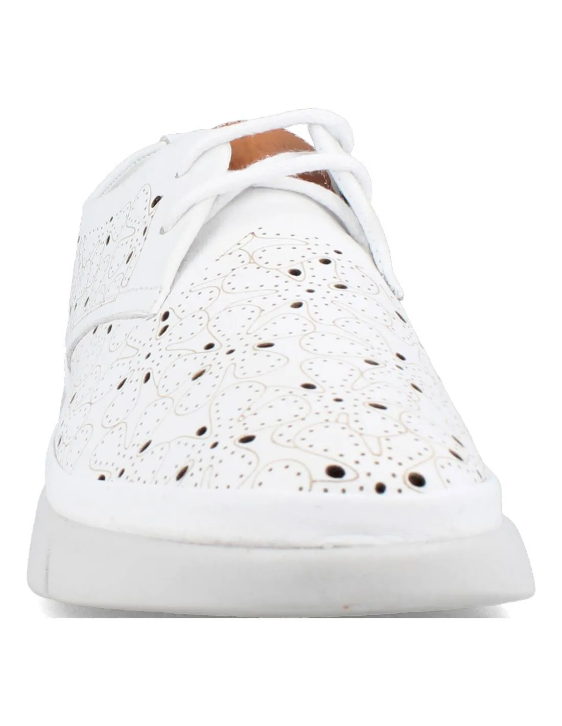 30´S  ZAPATILLAS CUñA DE PIEL CALADO BLANCO