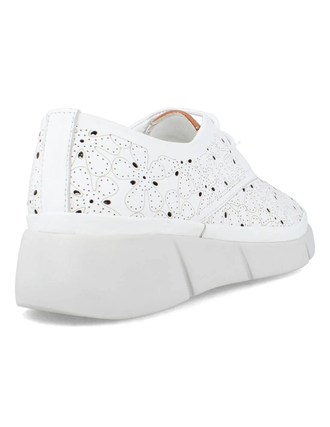 30´S  ZAPATILLAS CUñA DE PIEL CALADO BLANCO