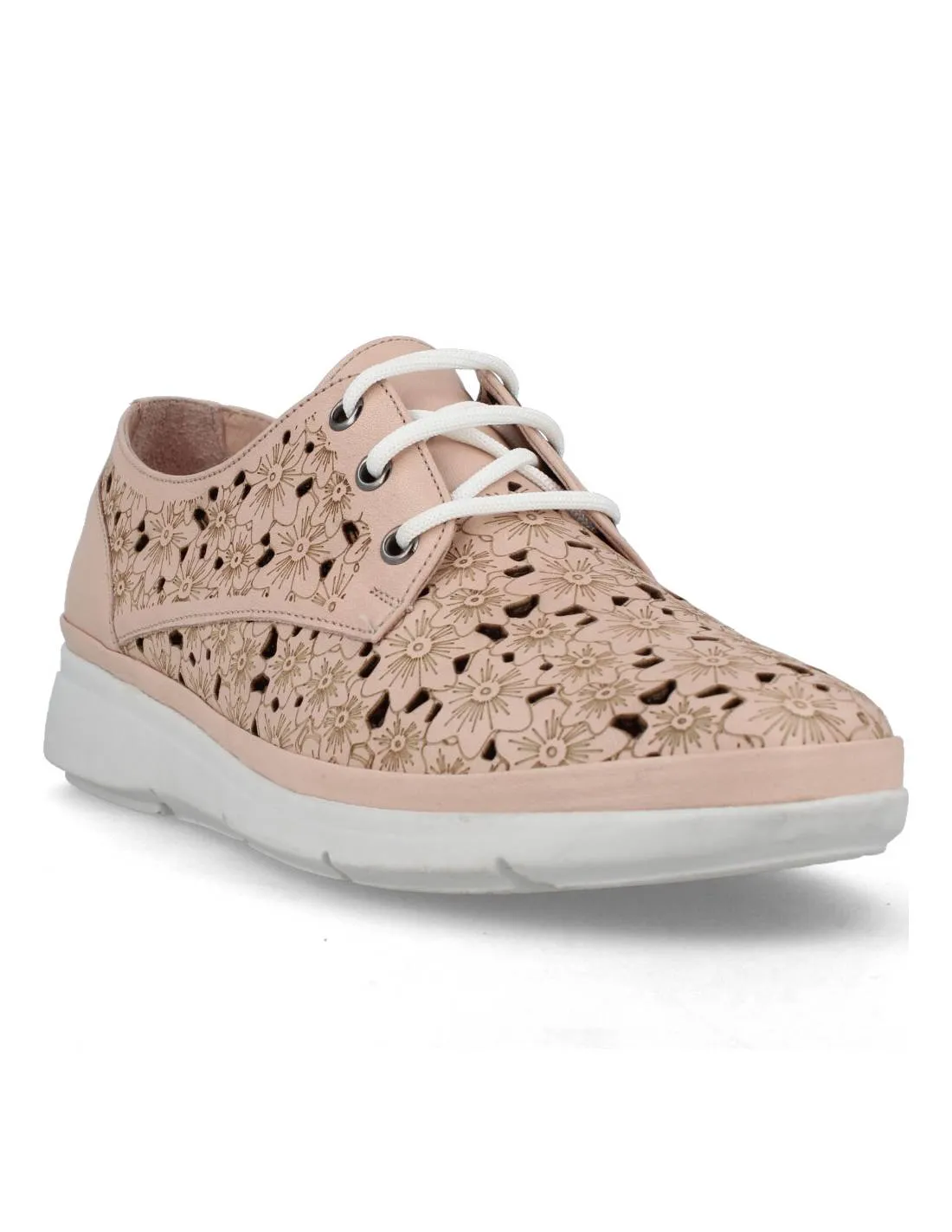 30´S  ZAPATILLAS DE PIEL CALADO NUDE FLORAL