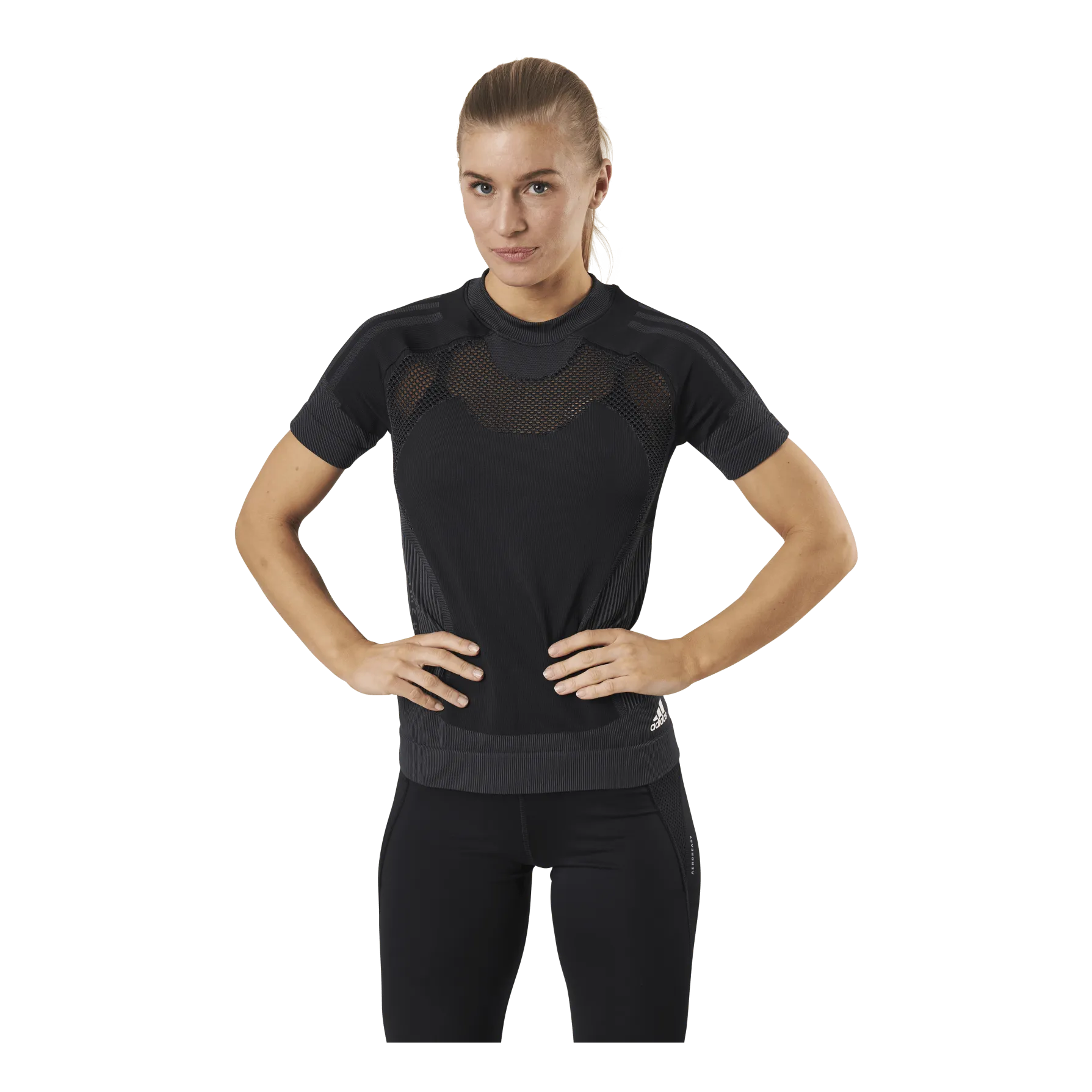Adidas Adidas Primeknit Tee W Black / Dgh Solid Grey