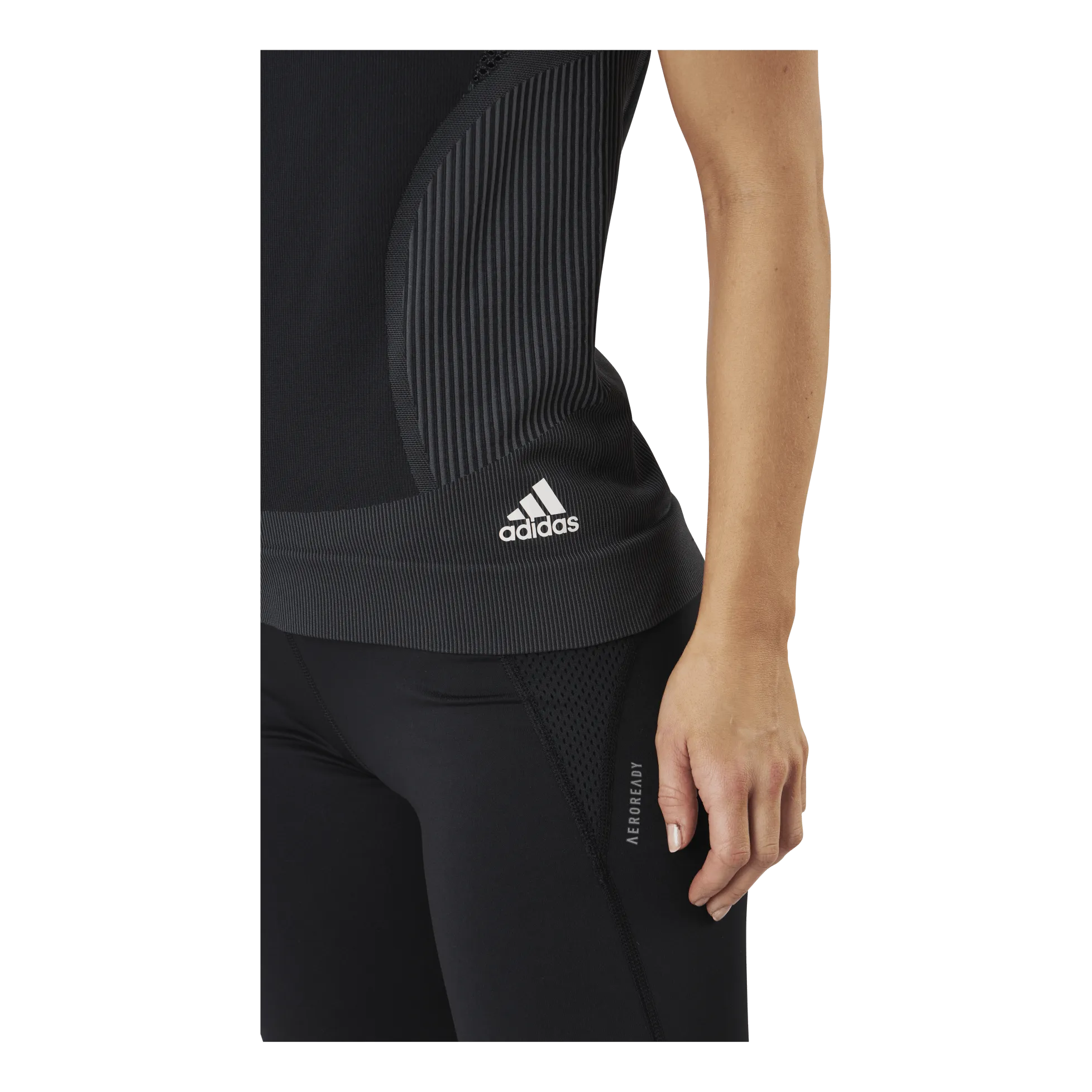 Adidas Adidas Primeknit Tee W Black / Dgh Solid Grey
