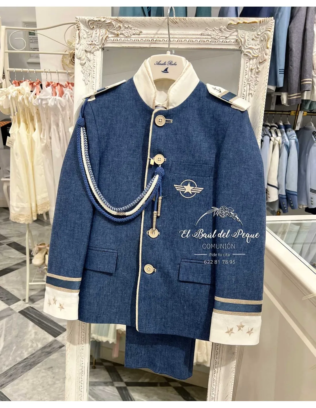 Almirante Comunión Amalio Rubio Azul Chaleco y Corbata