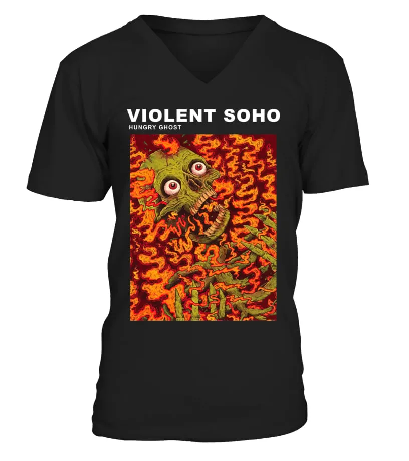 AUS200175BK. VIOLENT SOHO  HUNGRY GHOST CAMISETA CUELLO EN V UNISEX