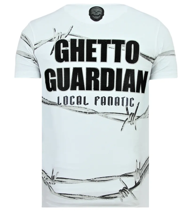 BAD ANGEL RHINESTONES  CAMISETA HOMBRE  6318W  BLANCO