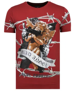 Bad Angel Rhinestones - Camisetas Hombre - 6318B - Burdeos