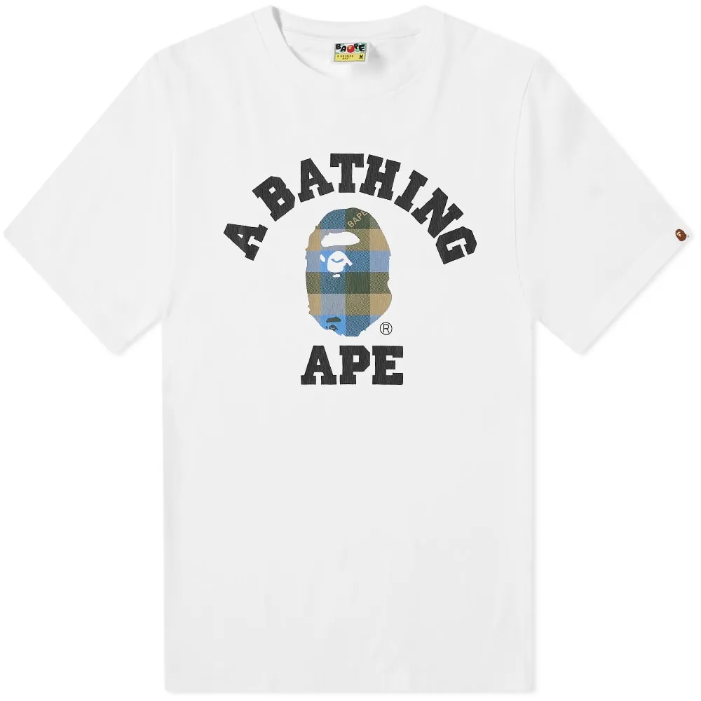 BAPE A Bathing Ape Block Check College Tee