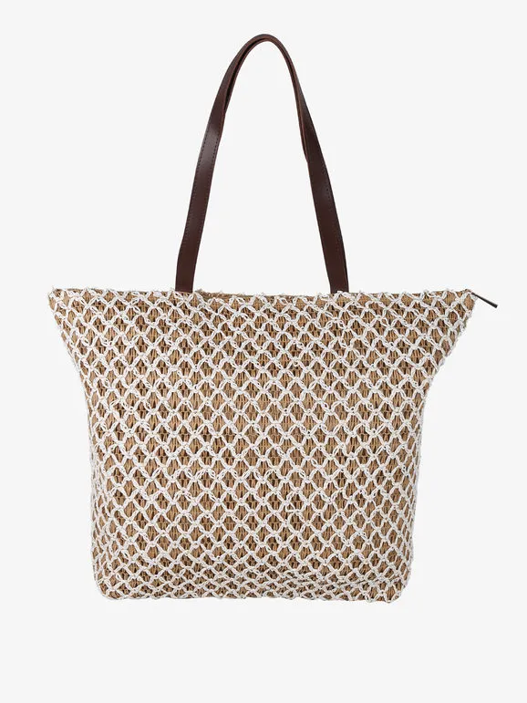 Basile Bolso de playa de paja con detalles de lúrex