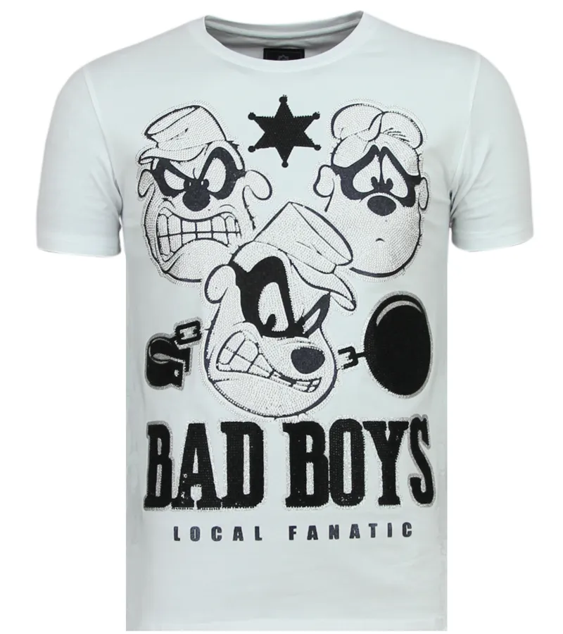 BEAGLE BOYS RHINESTONES  CAMISETA HOMBRE  6319W  BLANCO
