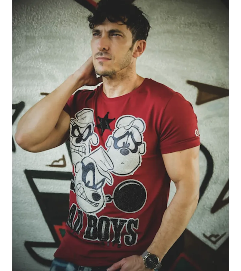 BEAGLE BOYS RHINESTONES  CAMISETAS HOMBRE  6319B  BURDEOS