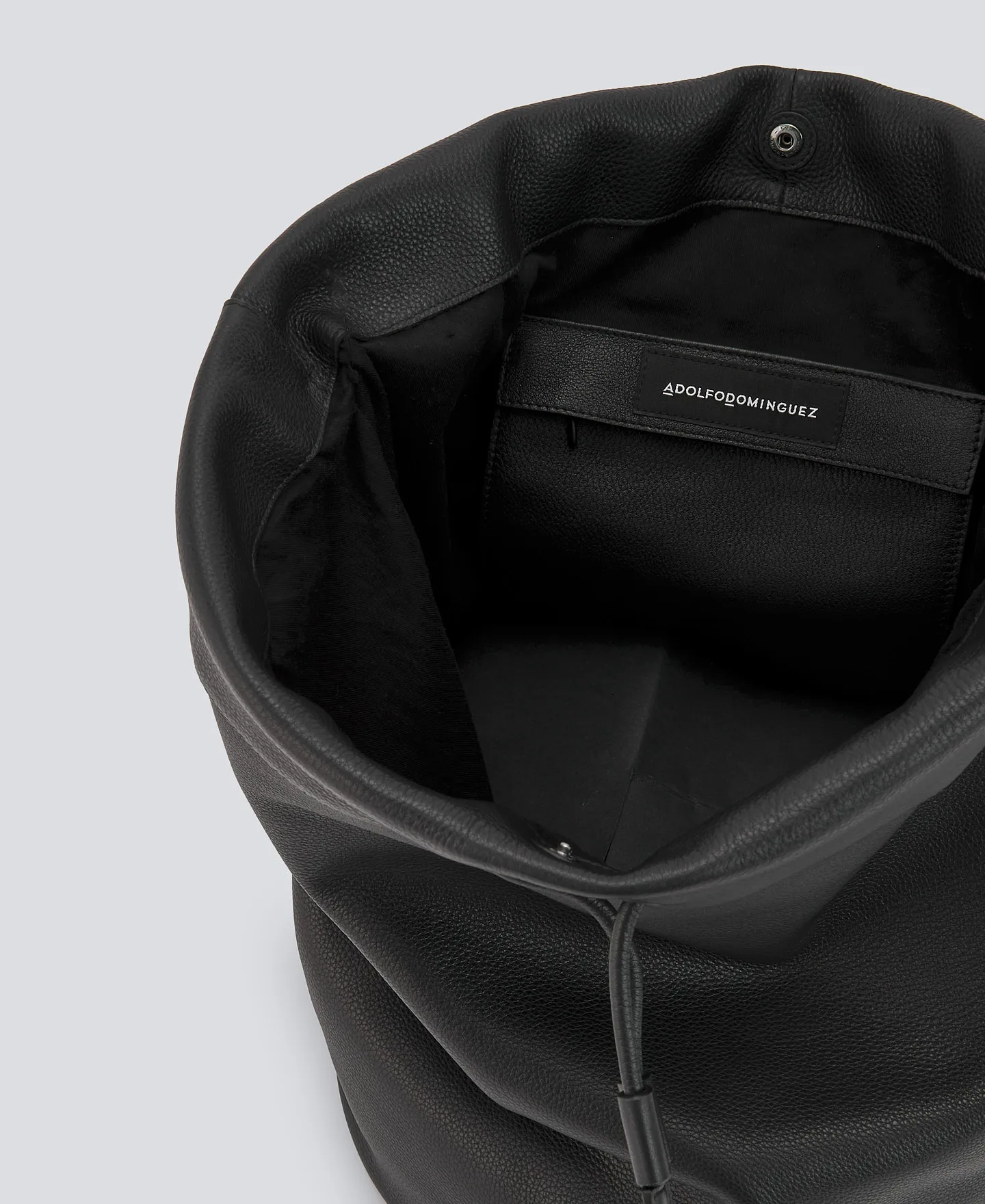 Black leather backpack man