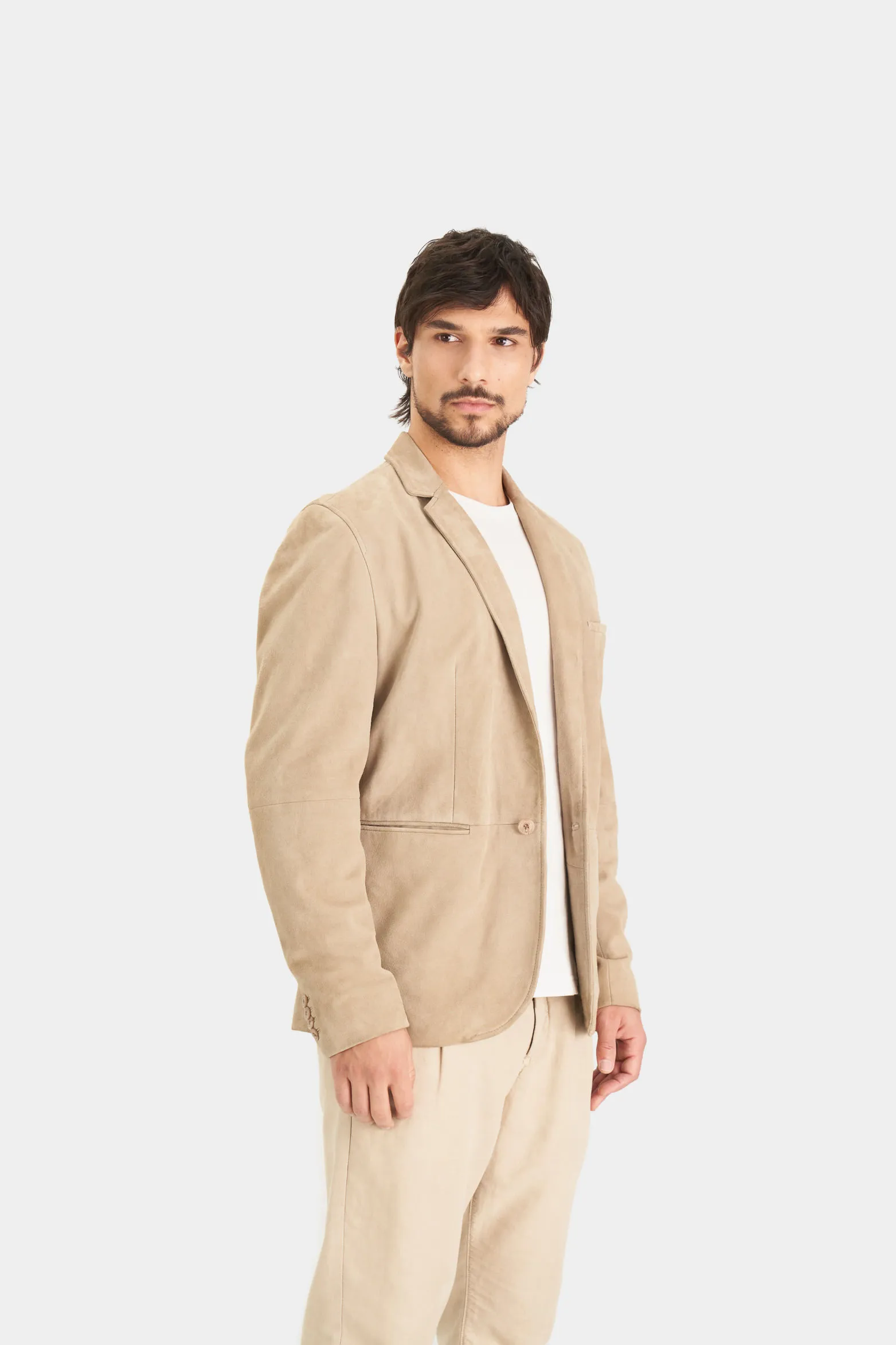 Blazer niger de gamuza para hombre fit semi ajustado