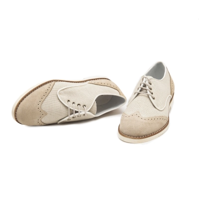 Blucher comunion niño lino y ante beige tostado