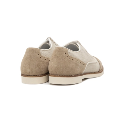 Blucher comunion niño lino y ante beige tostado
