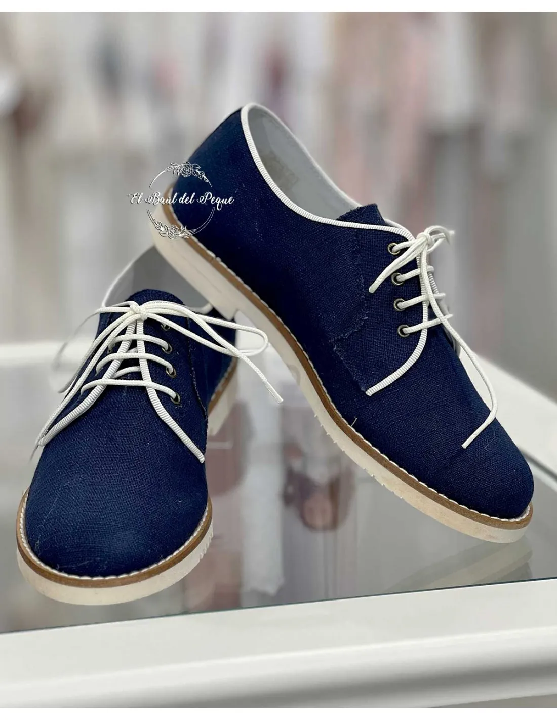 Blucher Niño Comunión Guxs Shoes Marino Vivo Crudo