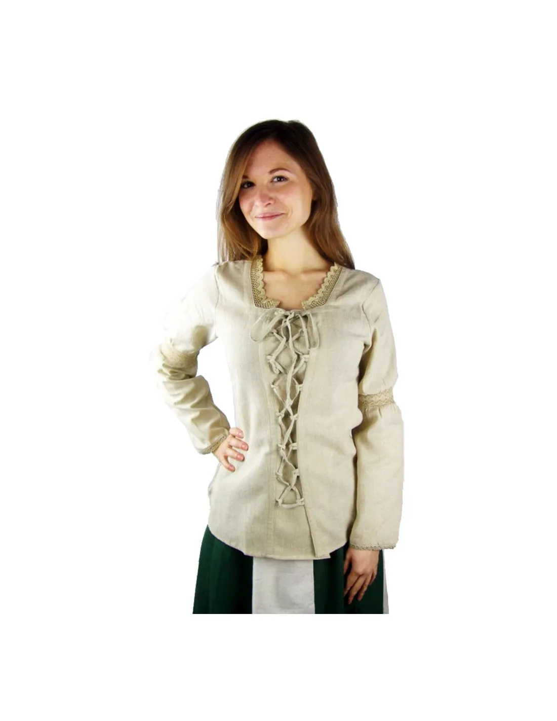 Blusa medieval Emmi algodón cordones