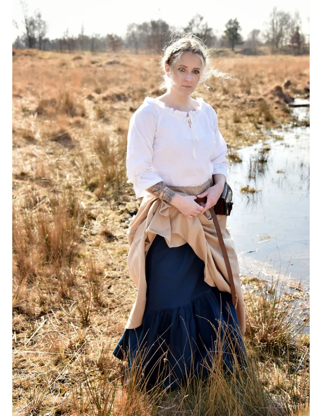 Blusa medieval mujer Birga, blanco