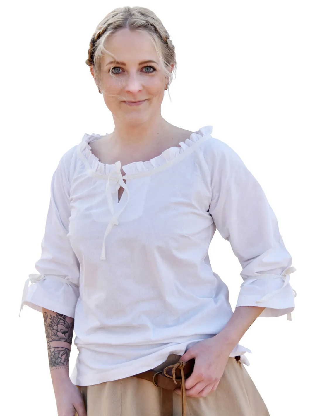 Blusa medieval mujer Birga, blanco