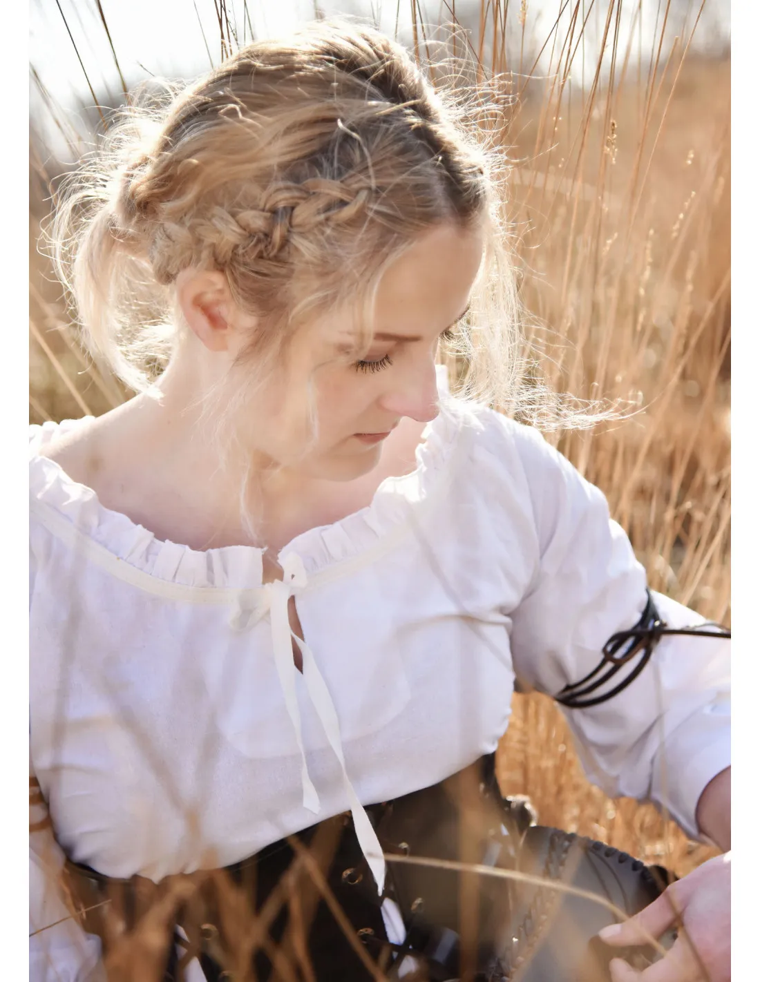 Blusa medieval mujer Birga, blanco