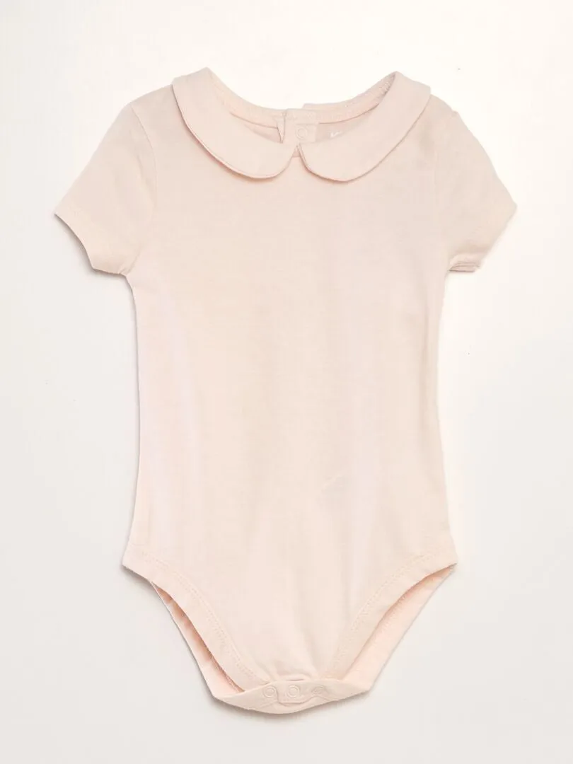 BODY DE ALGODóN CON CUELLO BEBé  ROSA