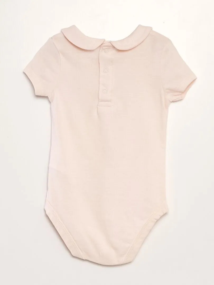 BODY DE ALGODóN CON CUELLO BEBé  ROSA