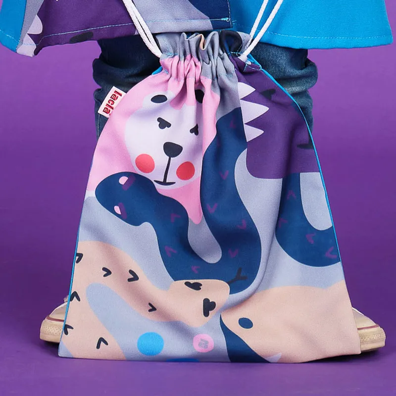 BOLSA SACO INFANTIL AZUL ANIMALES  LACLA