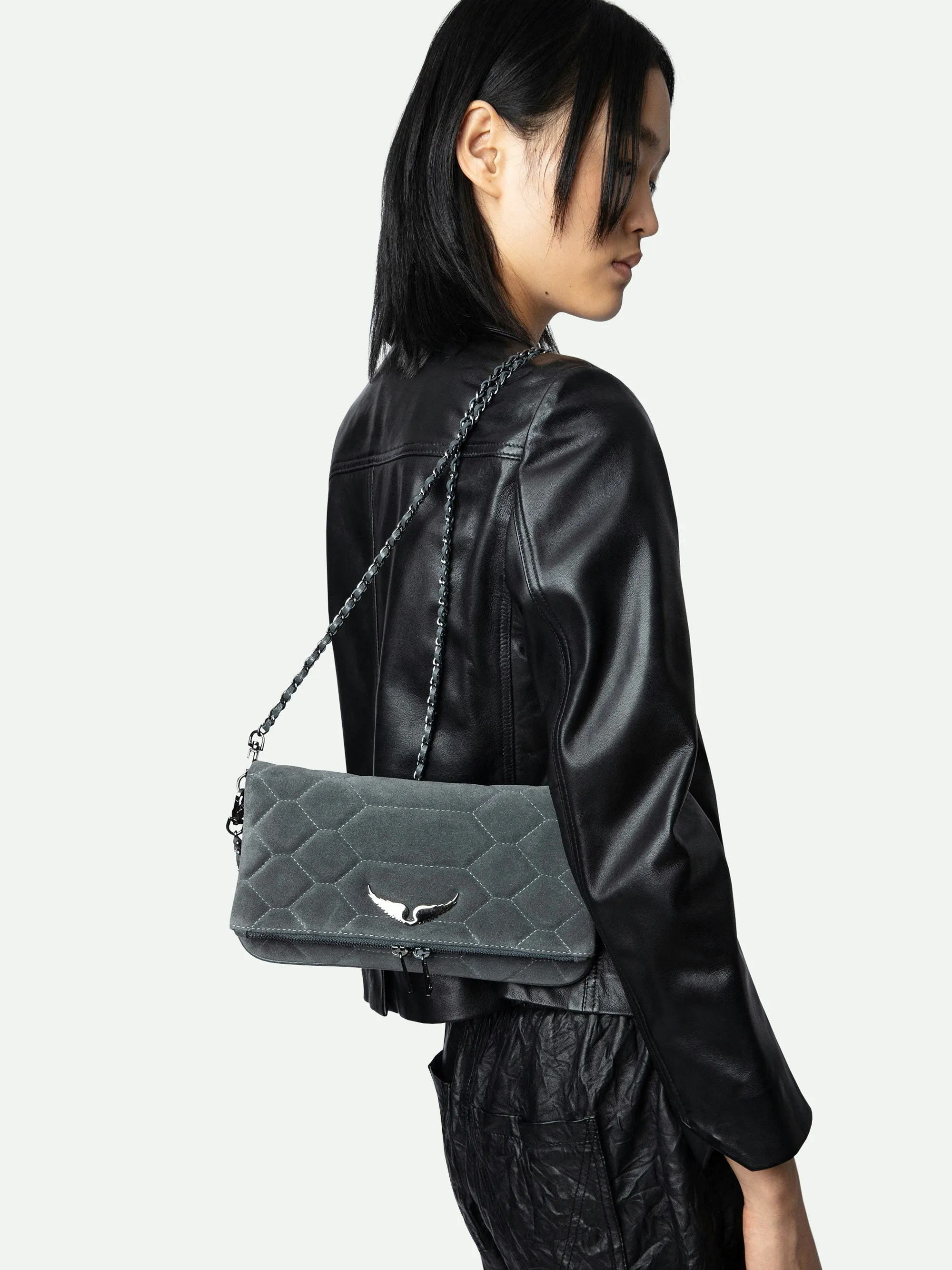 Bolso de mano Rock de ante acolchado
