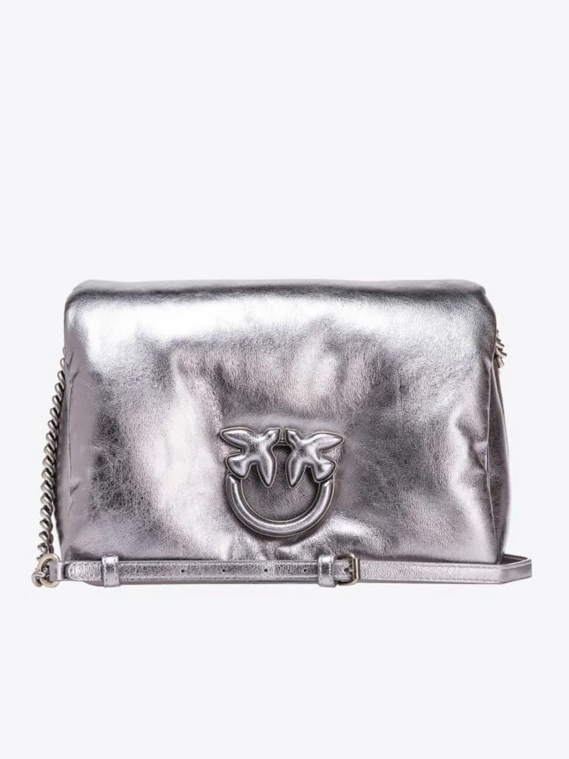 BOLSO MEDIANO ACOLCHADO METALIZADO LOVE PUFF PINKO