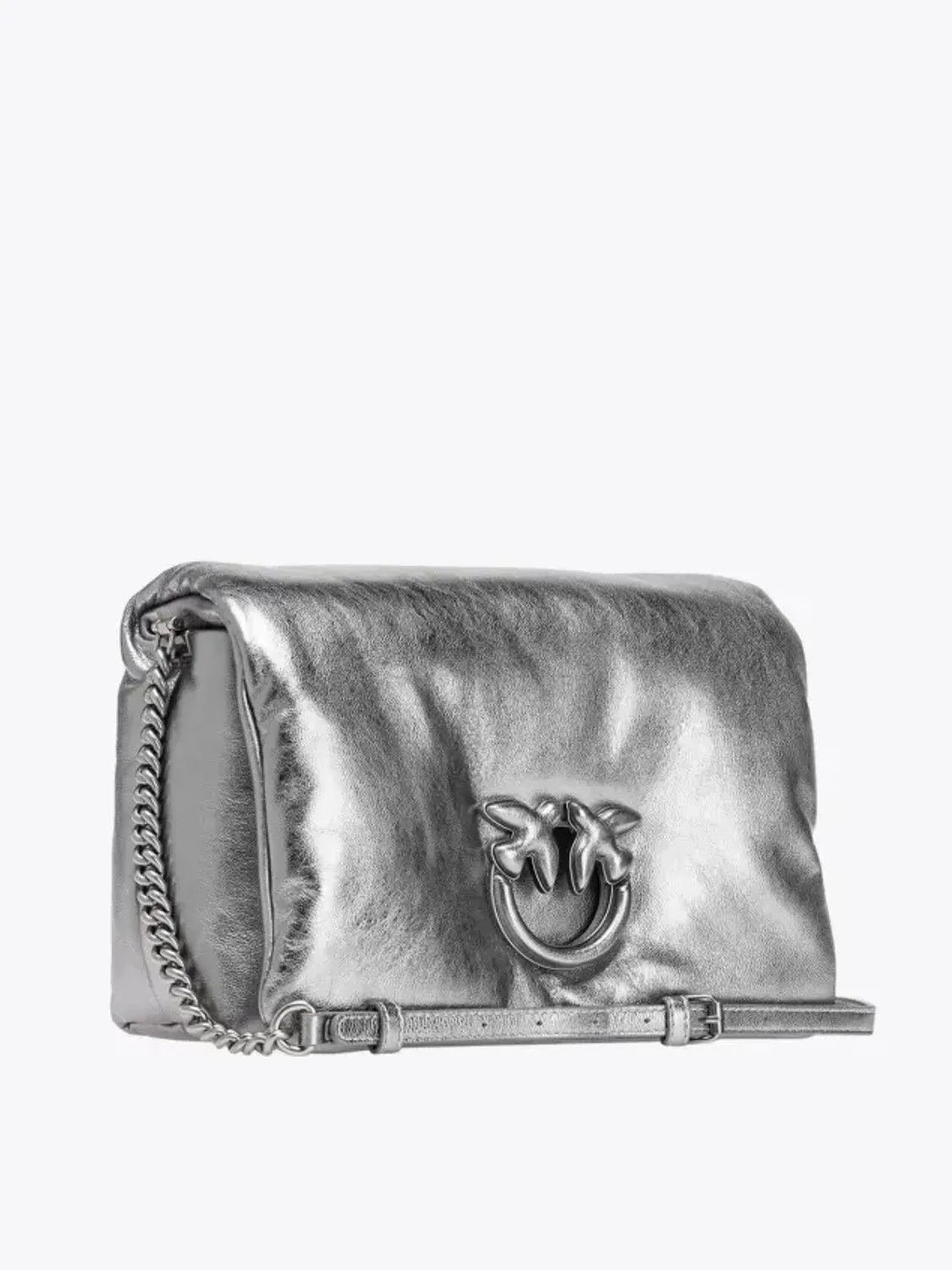 BOLSO MEDIANO ACOLCHADO METALIZADO LOVE PUFF PINKO