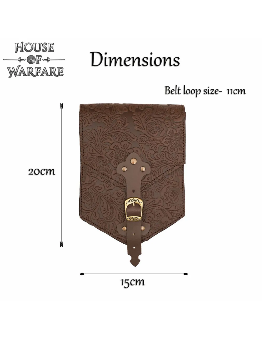 Bolso medieval cuero marrón repujado