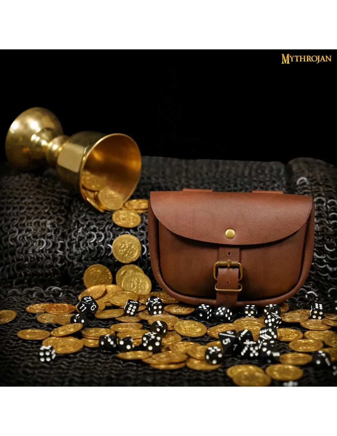 Bolso medieval sencillo cuero marrón