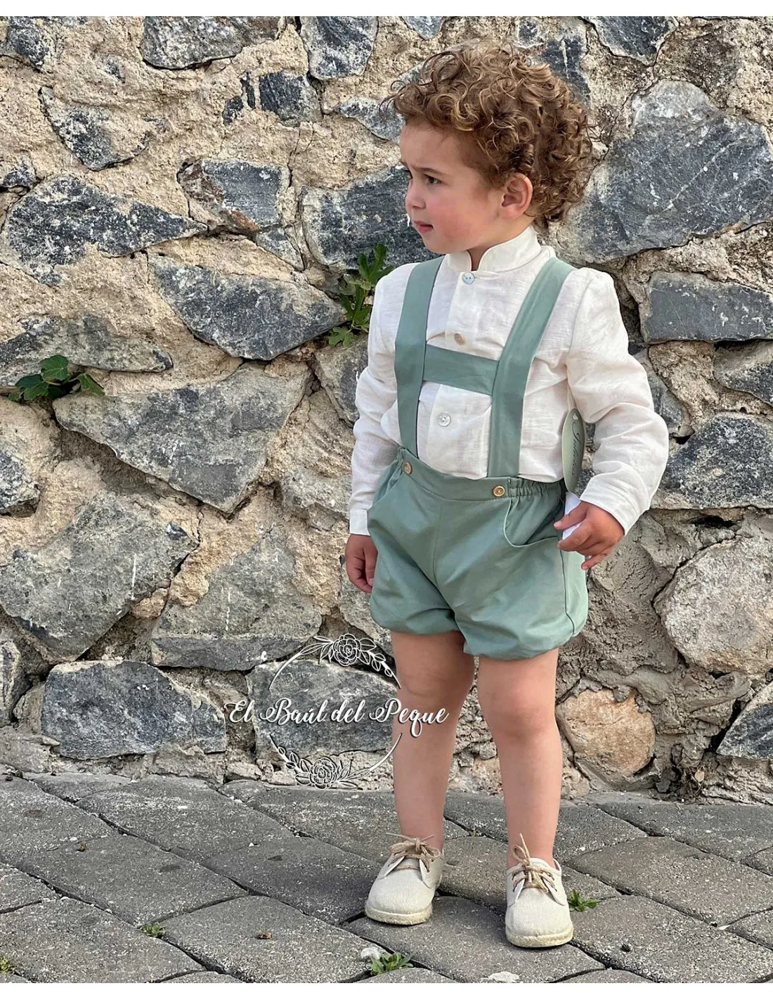 Bombacho con Tirantes Niño Bebé Ceremonia Verde Julietas