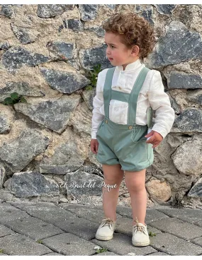 Bombacho con Tirantes Niño Bebé Ceremonia Verde Julietas