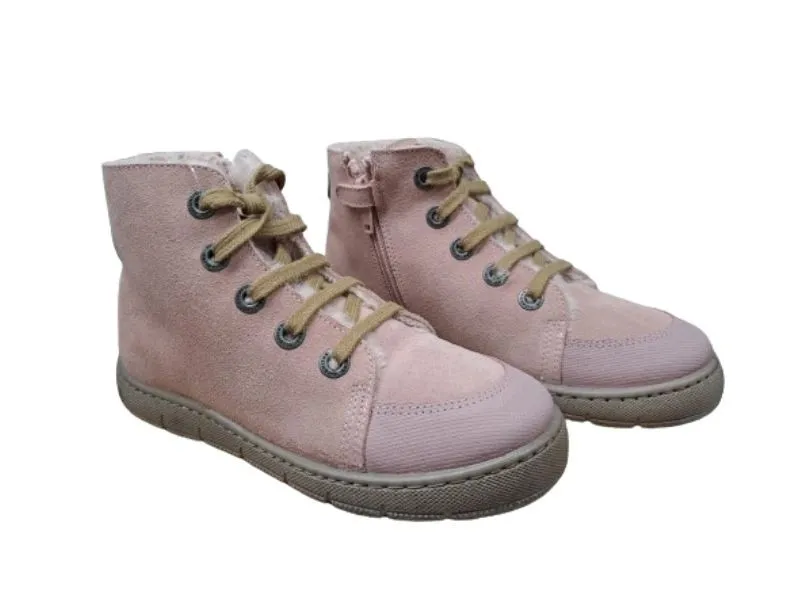 BOTA DE PIEL CON FORRO DE PELO TITANITOS EN COLOR ROSA U312 LEVA