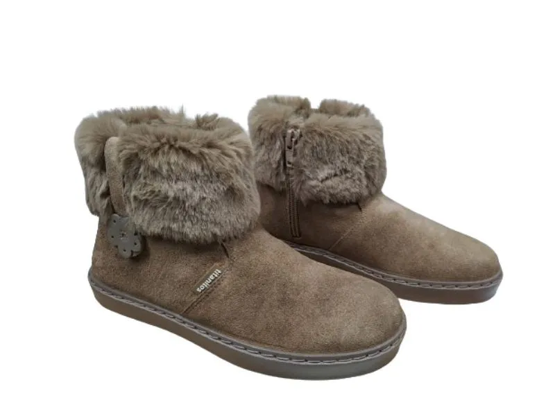 BOTA DE PIEL SERRAJE TITANITOS EN COLOR TAUPE U712 PALOMA