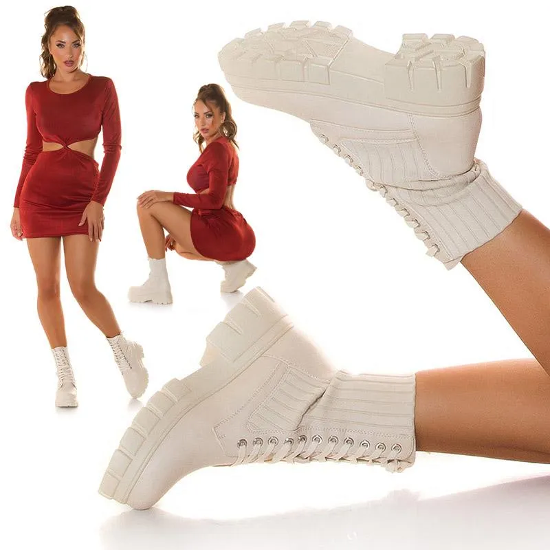 Botas comodidad y moda Crema