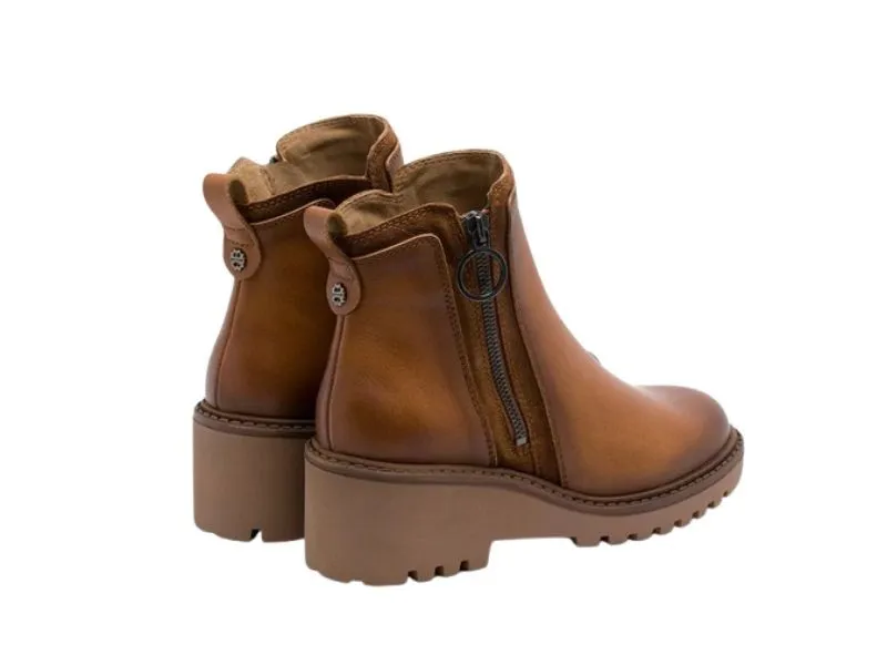 BOTIN DE PIEL CON CUÑA BAJA LEONA PORRONET EN COLOR CAMEL 4665020