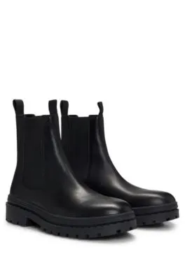 Botines Chelsea de piel con suela de goma y detalle de logo