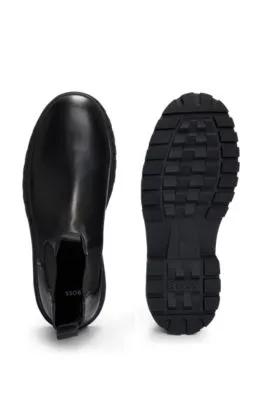 Botines Chelsea de piel con suela de goma y detalle de logo