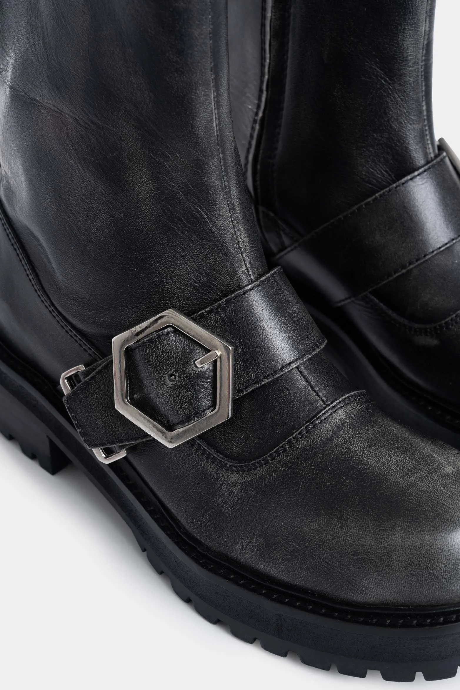 Botines Chelsea Noir de cuero brush off para mujer tipo rider