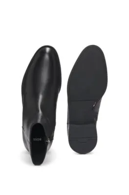Botines de piel con logo grabado y cremallera lateral