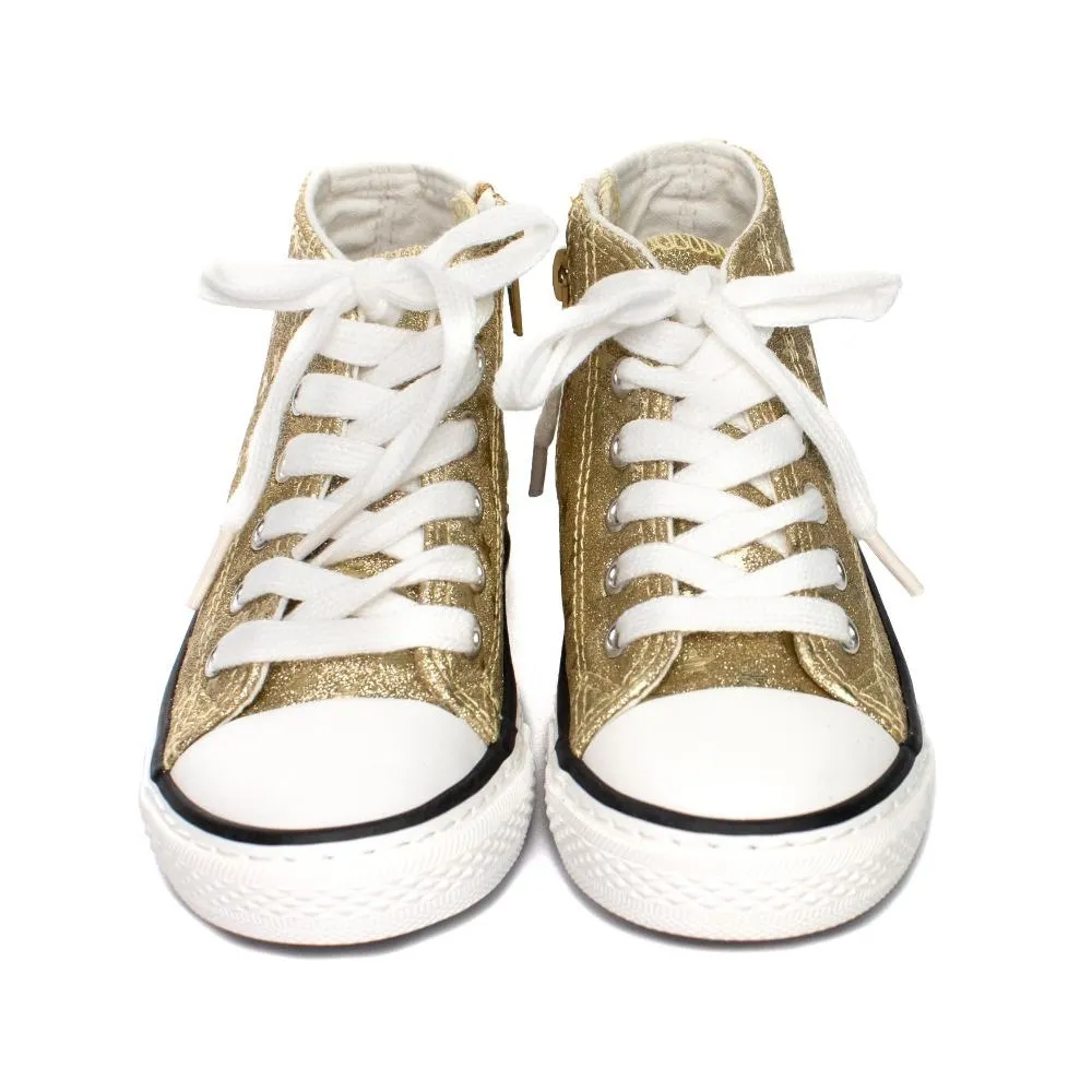 Botines Lona Niña Dorado Estrellas Modelo Galaxia