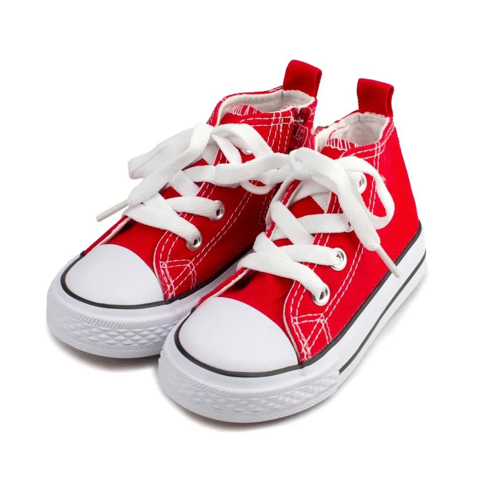 Botines Lona Unisex Rojo Con Cremallera