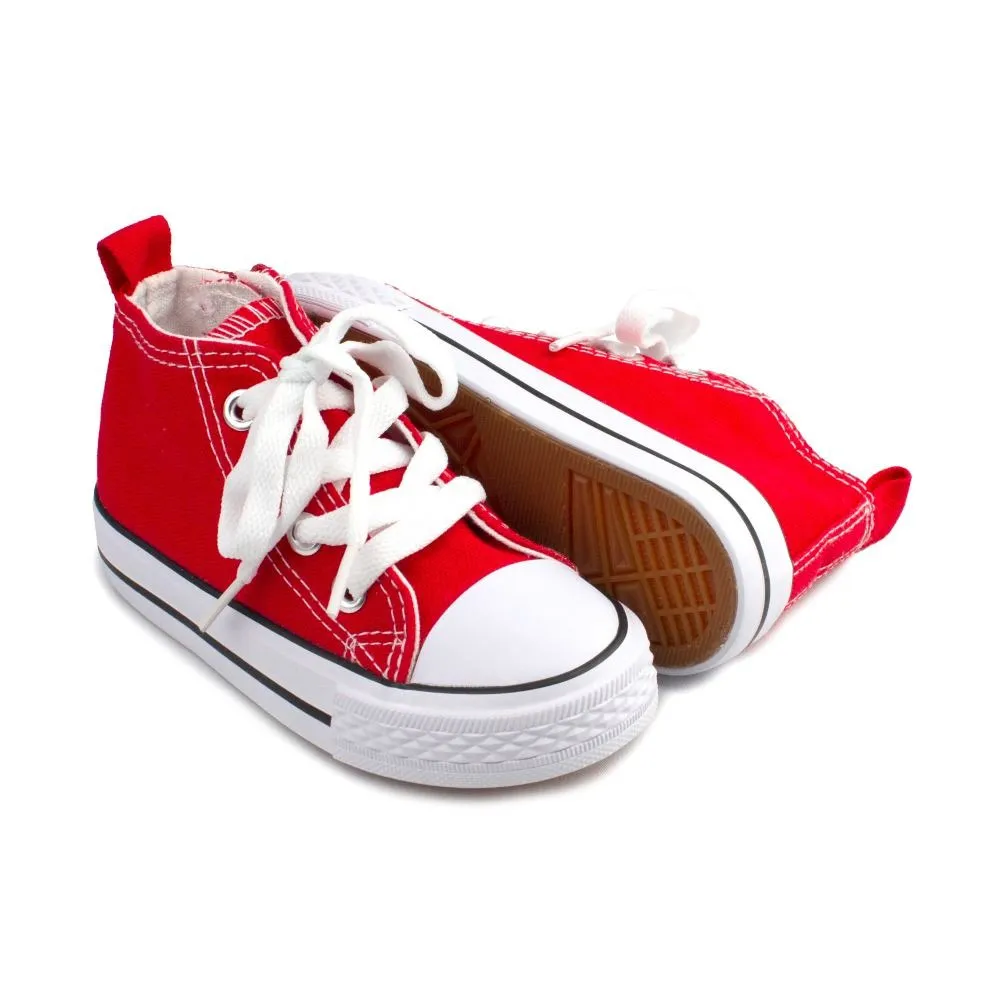 Botines Lona Unisex Rojo Con Cremallera