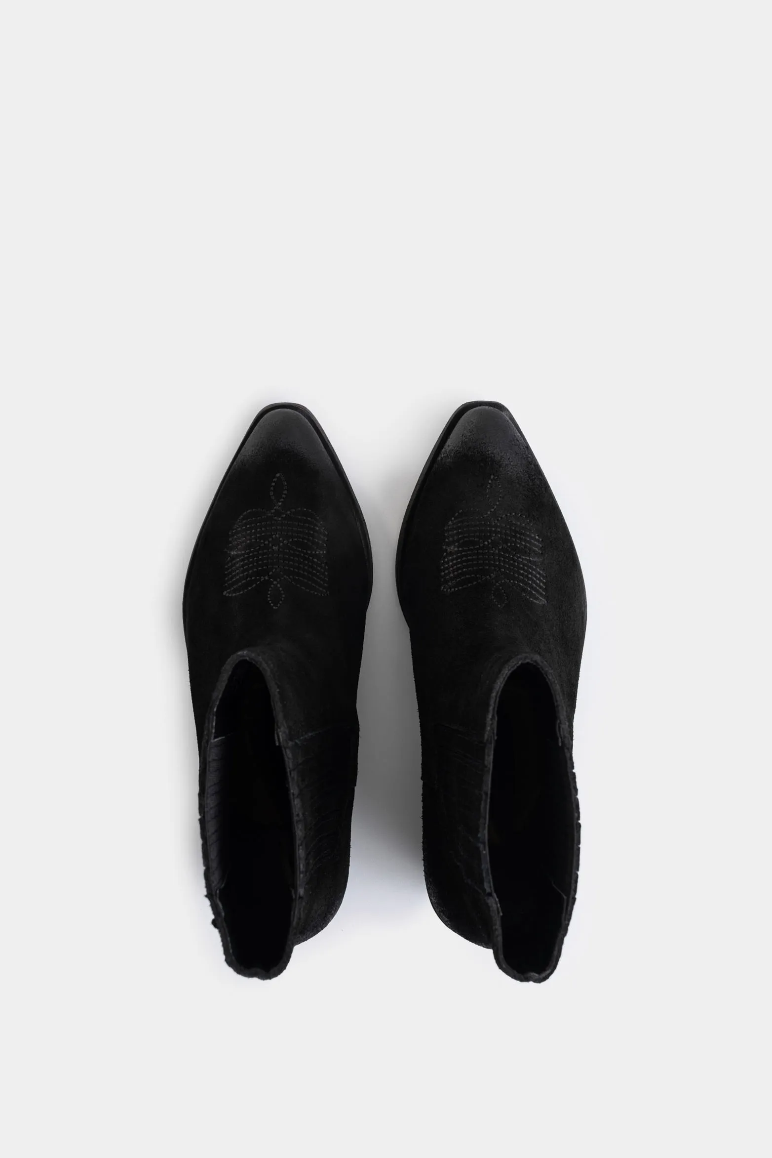Botines texanos Mercurio de cuero gamuzado para mujer efecto encerado
