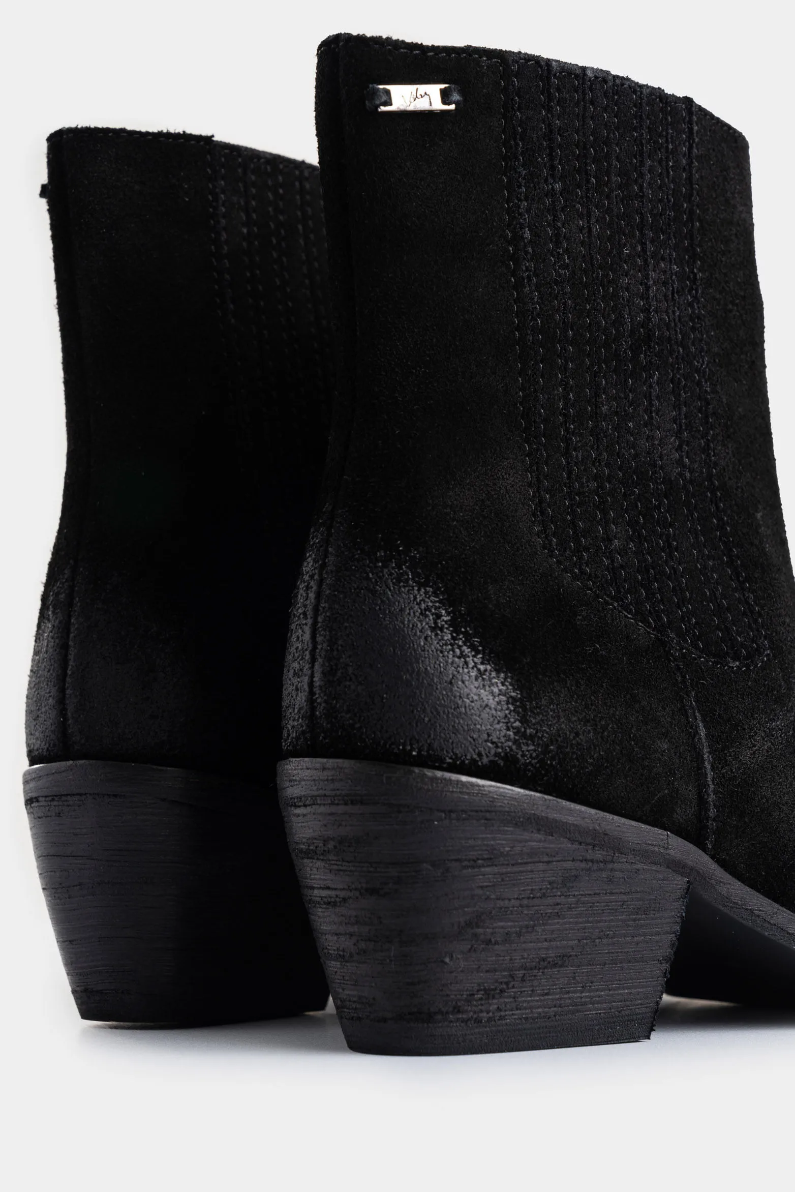 Botines texanos Mercurio de cuero gamuzado para mujer efecto encerado