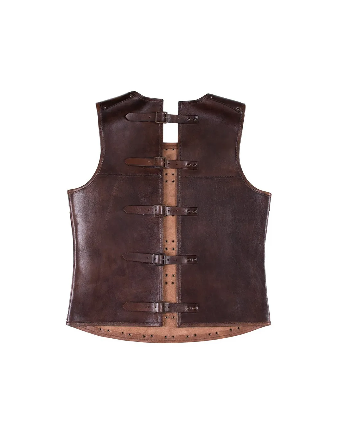 Brigantina medieval corta, en cuero