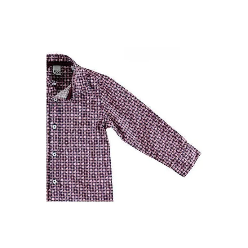 Camisa manga larga niño azul marino y circulos rojos