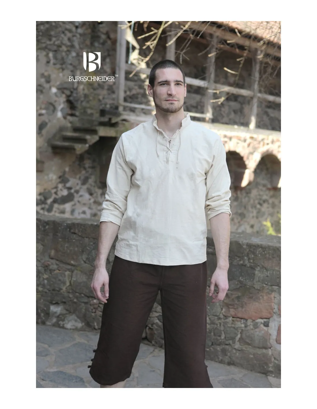 Camisa medieval lazos Tristan, crema